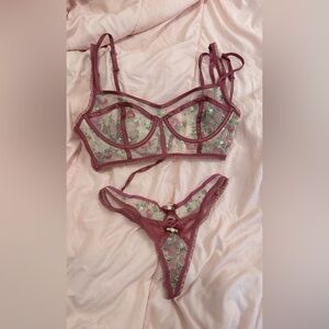 Floral Pink Lingerie Set